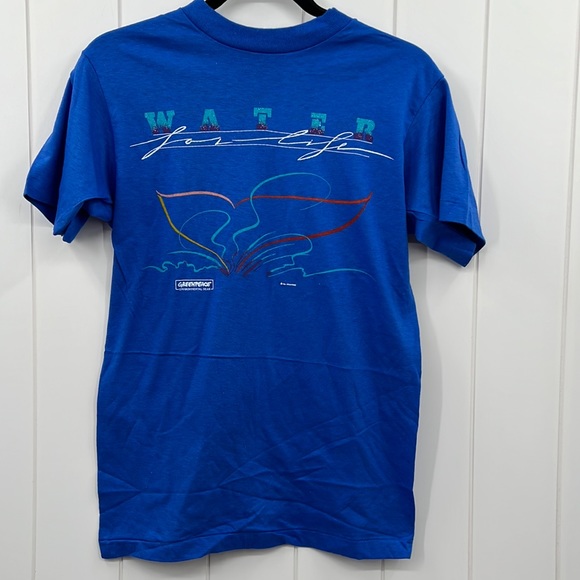 Vintage Tops - Vintage 80’s Greenpeace Water for Life Single Stitch Deadstock T-Shirt Small